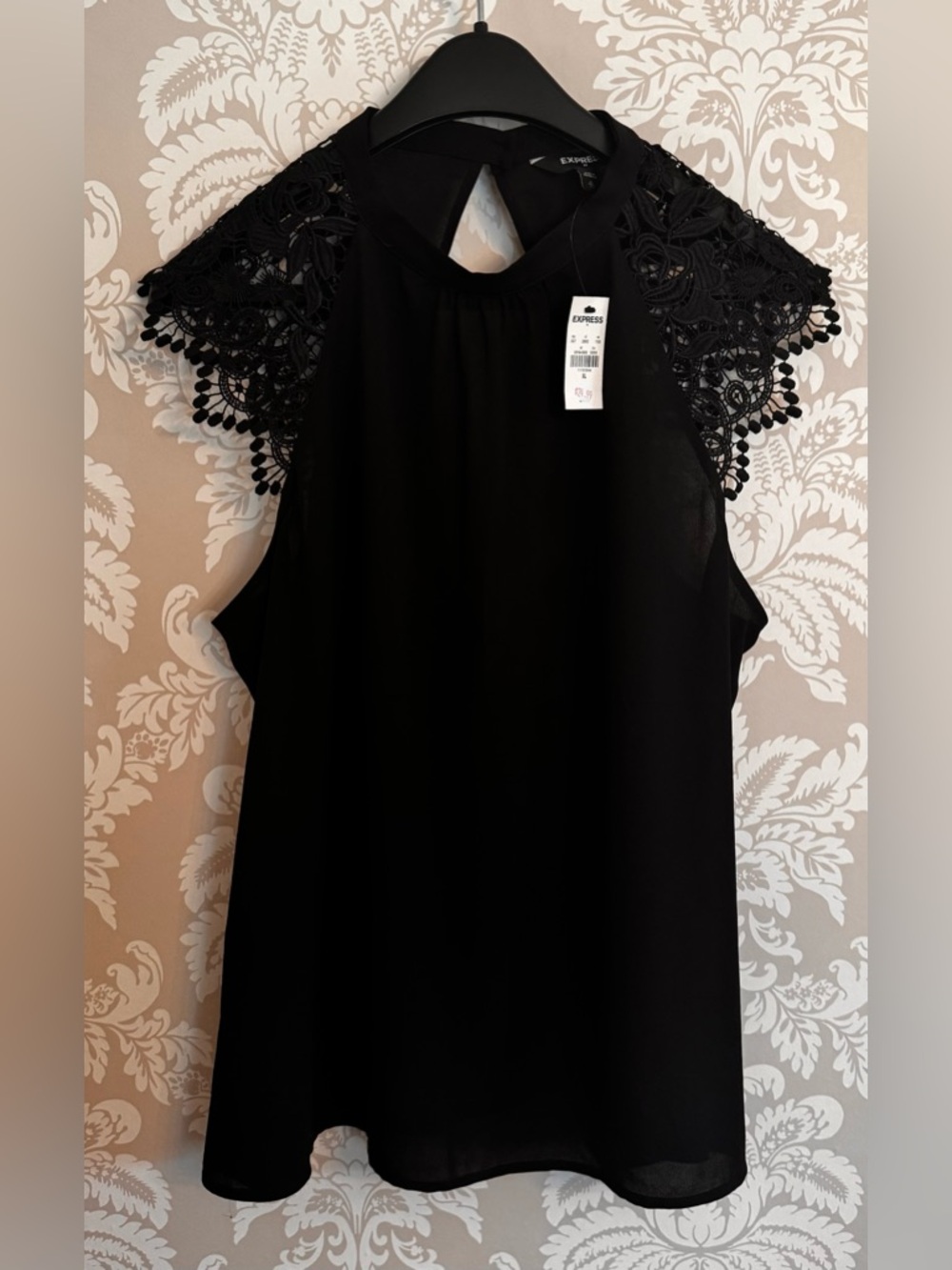 Express Black Lace-Sleeve top